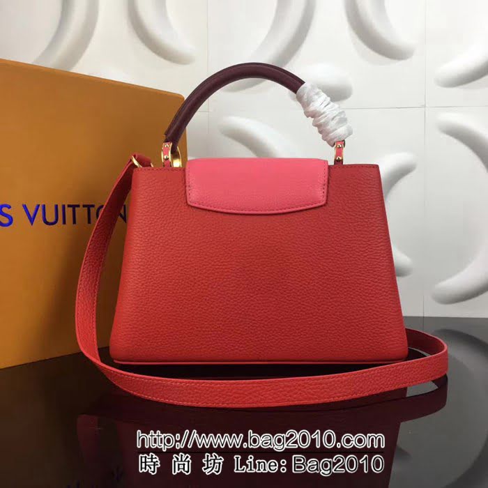 路易威登LV頂級原單 M94517辣椒紅配蜜桃粉經典 Capucines小號手袋 YDH1676